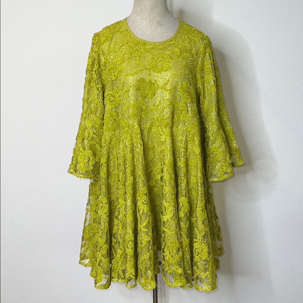 Free People La Fleur Velour Lace Babydoll Mini Dress